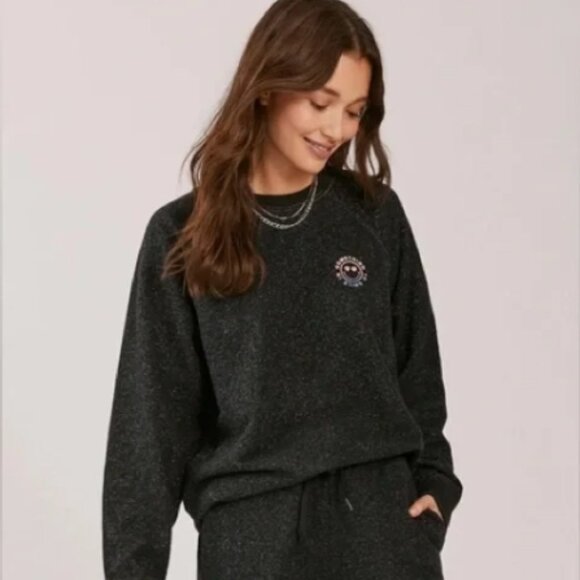 EUC Something Navy "Something to Smile In" Sparkle Sweatshirt, Sz - Sm - Picture 1 of 7